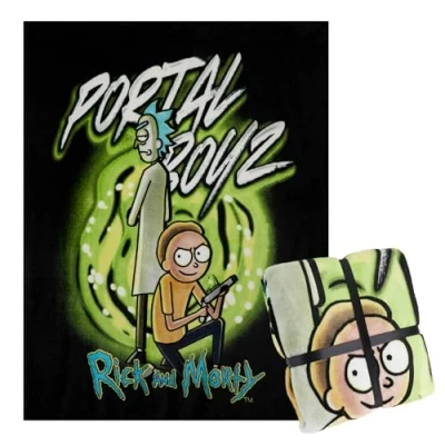 Imagen de Mantas para Cama de Rick y Morty Manta Sofa Grande 150 x 130 cm, Morty, Polar Suave, Regalos Navidad (Negro/Verde)