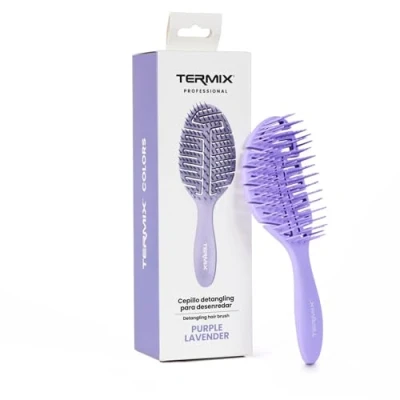 Imagen de TERMIX Cepillo Profesional Detangling para Desenredar Purple Lavander Antitirones Todo Tipo de Cabello Seco o Mojado Cuerpo Flexible y Secado Rápido Brillante