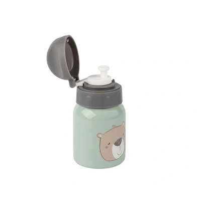 Imagen de Sigikid 25377 Botella de acero inoxidable con diseño oso, 250 ml, recomendada para niños a partir 1 año, robusta, prueba fugas, irrompible