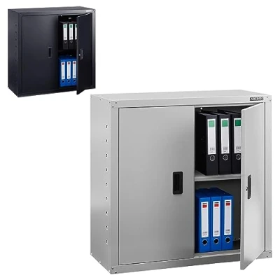 Imagen de Arebos Archivador Armario de Oficina Almacenamiento Suministros 4 estantes Altura Ajustable 90 x 40 cm Juego Ruedas giratorias