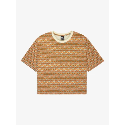 Imagen de Quiksilver Boyfriend CROP Camiseta estampada, Mujer, Talla: M/L, Bone wht horizons qsw horiz