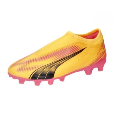 Imagen de Puma Ultra Match LL FG/AG JR Unisex Botas de fútbol con tacos para niños, Talla: 36, Sun stream/black/sunset glow Zapatos