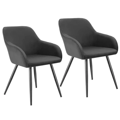 Imagen de TecTake® Sillas de Comedor, Silla Acolchada con Tejido Pana, Respaldo Continuo, Patas Acero Robustas, Muebles Comedor Modernas, Nordica 2 Antracita/Negro