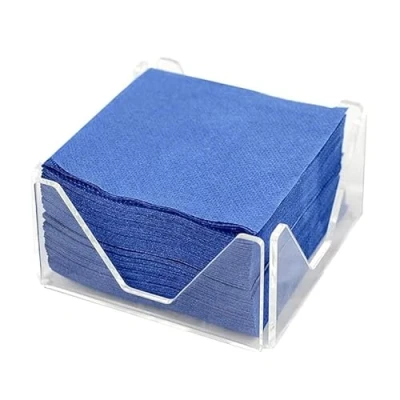 Imagen de Hostelnovo Servilletero Coctel de Metacrilato Transparente 10x10 cm Incluye 50 servilletas azules