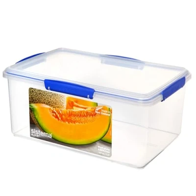 Imagen de Sistema KLIP IT recipiente para guardar alimentos 9,67 l Fiambrera con tapa apilable, hermética y apta el frigorífico congelador Sin BPA Clips azules 1 unidad