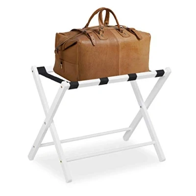 Imagen de Relaxdays Soporte Madera, Reposa Maletas Plegable, Porta equipajes, 54,5 x 66 44 cm, Color Blanco, 1 Pieza