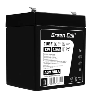 Imagen de Green Cell Recambio de Batería Gel AGM 12V 4.5Ah Rechargeable Pila Sellada Plomo ácido sin Mantenimiento Reemplazo para Sistemas Alarma Antirrobo Video vigilancia