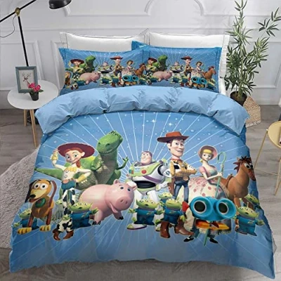 Imagen de Funda Nórdica Supersuave de 3 Piezas con Cremallera Toy Story, Juegos Cama 100% Microfibra 2 Fundas Almohada 80x80cm ((150x200cm) 90,Estilo 03)