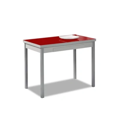 Imagen de ASTIMESA Mesa de Cocina con Alas Cristal Rojo 90x50cm