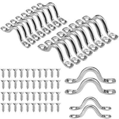Imagen de Prmape 20 Piezas Bucles Cubierta Kayak, Correa de Ojos Acero Inoxidable 304, Correas Ojo Almohadilla Pad Eye Plate con 40 Tornillos para Aparejo Canoa Kayak(4MM/5MM)