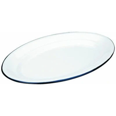 Imagen de Ibili Bandeja Ovalada 40x27 CMS, Stainless Steel, Blanco y Azul, 40 x 27 9 cm