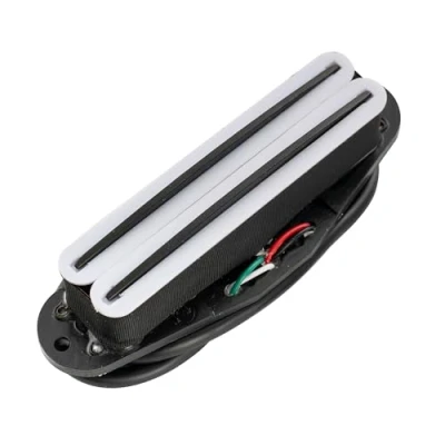 Imagen de Musiclily Hot Rails Pastilla Humbucker Formato Single Coil Pickup para Guitarra Eléctrica Strat Squier,Cuerpo Blanco con Rail Negro