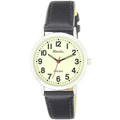 Imagen de Ravel Reloj con Esfera Luminosa Que Brilla en la Oscuridad Cuarzo Analógico R.GL.03 Negro