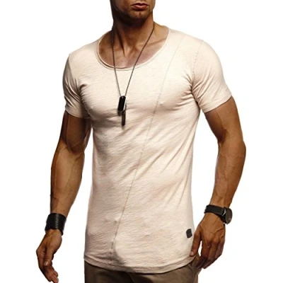 Imagen de Leif Nelson Camiseta para Hombre con Cuello Redondo Beige X Large