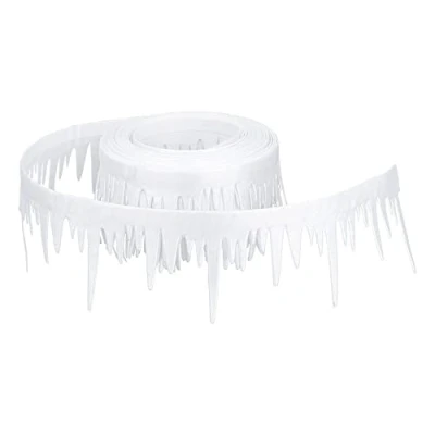 Imagen de Ideen mit Herz Cinta decorativa en rollo, 4 m de largo, color blanco, autoadhesiva, aspecto satinado, guirnalda decorativa, decoración navideña (carámbanos, cm ancho)