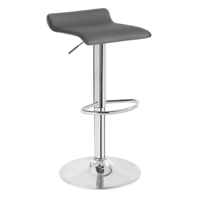 Imagen de WOLTU 1x Taburetes de Bar Regulable en Altura Cuero Artificial Acero Cromado Asiento Acolchado Silla Alto Cocina Gris BH11gr 1