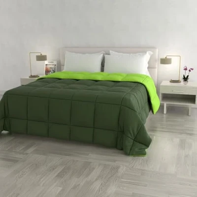 Imagen de Italian Bed Linen Elegant T Mela/Verde scuro 2P Edredón de Invierno, Microfibra, Manzana Oscuro, 260x260x9 cm