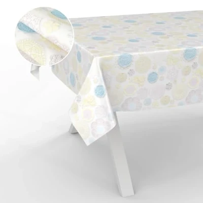 Imagen de ANRO Mantel de Hule Lavable, para jardín, Exterior e Interior, 240 x 140 cm, Borde Cortado