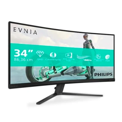 Imagen de Philips Evnia 34M2C3500L Monitor Gaming Curvo WQHD de 32 Pulgadas, 180 Hz, 0,5 ms, FreeSync Premium, HDR10 (3440x1440, 2X HDMI, DisplayPort) Gris Oscuro