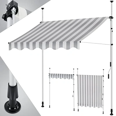 Imagen de KESSER® toldo para balcón con manivela, Balcones, Resistente a los Rayos UV, Regulable en Altura, Repelente al Agua, protección Solar, Cubierta Patios, Blanco Gris 250cm