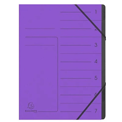 Imagen de Exacompta 540708E Archivador grapado con gomas (7 compartimentos, interior en cartulina reciclada, tamaño A4, color morado