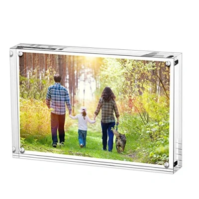 Imagen de Boxalls Marcos de Fotos Acrílico 15 x 20 cm, Marco Transparente Metacrilato Doble Cara, Cristal para Retrato Sin Escritorio, Habitación y Oficina