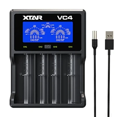 Imagen de Xtar VC4 Series Cargador USB para 4 Pilas de Iones Litio, Color Negro