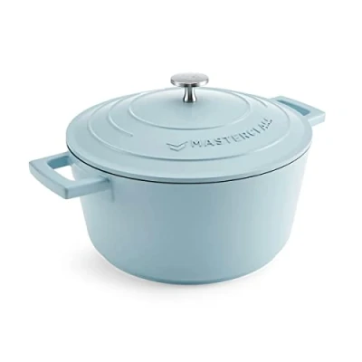 Imagen de MasterClass Cazuela con Tapa de Aluminio Fundido Apta para Inducción y Horno, 24 cm / 4 L Azul Metalizado