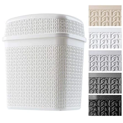 Imagen de KADAX cubo cosmético de plástico con tapa basculante, basura ligero para baño, cocina, capacidad 5 L, color blanco