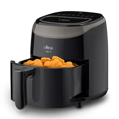 Imagen de Ufesa Jaguar Freidora de Aire Sin Aceite 3.5L, 8 Programas, 1200W, Digital, Temporizador, Temperatura 80ºC 200ºC, BPA ni PFOA, Cubeta y Bandeja Anti Adherentes, Exclusivo Amazon