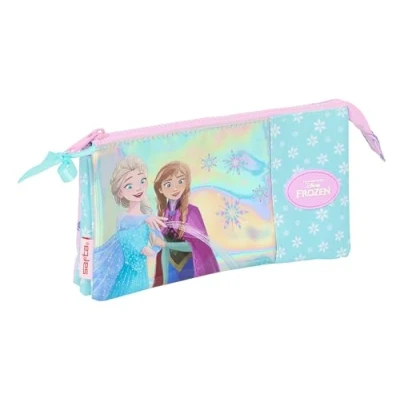 Imagen de Safta Frozen Cool Days Portatodo Triple, Estuche Infantil, Niño, Ideal para Niños en Edad Escolar, Cómodo y Versátil, Calidad Resistencia, 22x3x12 cm, Color Violeta/Celeste