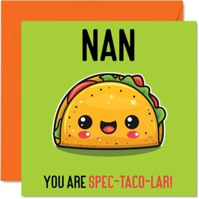 Imagen de tarjetas de cumpleaños para abuela, Spec Taco lar, divertida tarjeta feliz abuela nieto, nieta, regalos niñera, felicitación broma 145 mm x