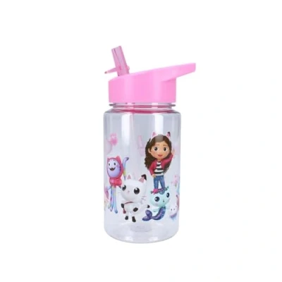 Imagen de My sweety pop Gabby&#039;s Dollhouse Botella transparente de plástico, para niños, guardería, infancia, escuela, vacaciones, comida 12 cm 450 ml Hidratación Idea regalo