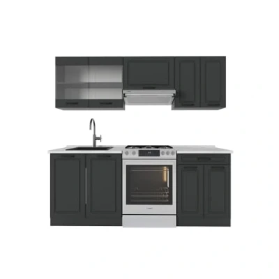 Imagen de Vicco Mueble de cocina &quot;R Line&quot;, Antracita casa campo/antracita, 200 cm , ET Mármol