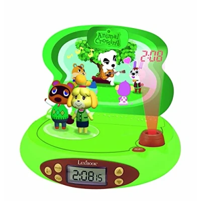 Imagen de Lexibook, Animal Crossing, Reloj Despertador con proyector para niños, Luz Nocturna y proyección de la Hora en el Techo, Efectos sonoros, Funciona Pilas, Verde, RP500AC