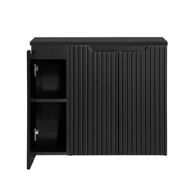 Imagen de [en.casa] Mueble de Baño Bajo Lavabo Newport Armario Suspendido con 3 Puertas y Estantes Encimera 80 cm Sin Recortes x 60 40 Cuarto Negro
