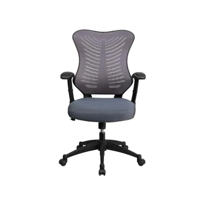 Imagen de Flash Furniture silla de diseñador respaldo alto, malla gris, giratoria ejecutivo, ergonómica, con reposabrazos ajustables, acero, 63,5 x 65,41 108,59 cm