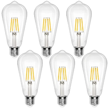 Imagen de Aigostar Bombilla LED E27 con Filamento,Blanco Cálido 2700K,6W(Equivalente a 55W),730 Lúmenes,No Regulable,Bombillas Decorativas,Pack De 6 Uds