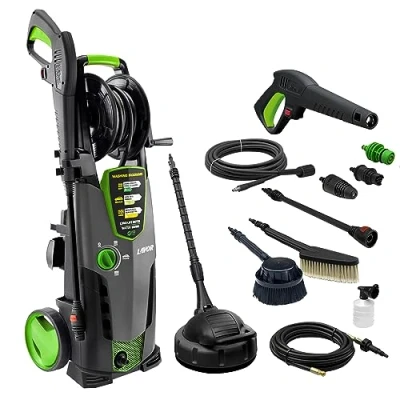 Imagen de Lavor Hidrolimpiadora de agua fría STM 160 WPS con sistema lavado, enrollador, 2 cepillos, limpia suelos y sonda desatascadora 6 m, bar max, 510 l/h 2500W