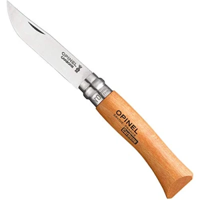 Imagen de Opinel Traditionnel Couteau Fermant N7 N¬07 Cuchillo de Bolsillo (Mango Madera), Acero al Carbono barnizada, 8 cm