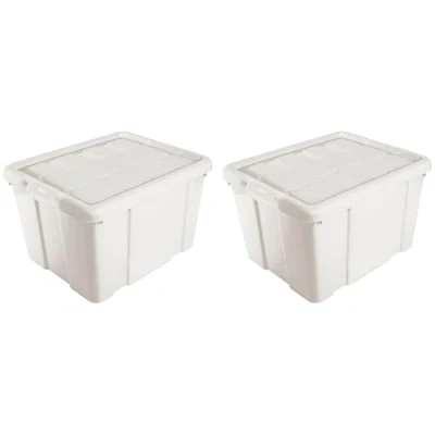 Imagen de AC Pack de 2 Cajas Almacenamiento Fabricado en plástico Contenedor para almacenar Juguetes, Libros, Ropa, Mantas N.º (Marfil) 25,6 x 42,2 35 cm 25 Litros