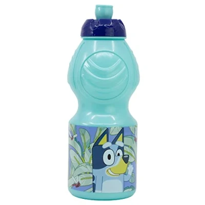 Imagen de Botella de agua plástico infantil con cierre anti goteo 400 ml Bluey