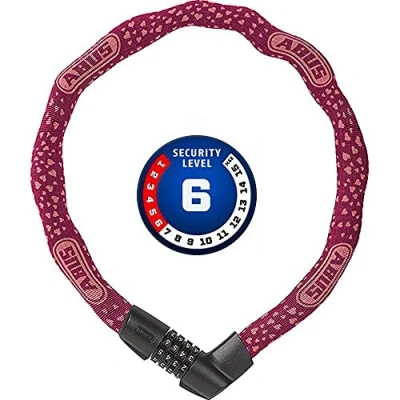 Imagen de ABUS cerradura de cadena Tresor 1385/75 Cherry Heart combinación acero templado cuadrada 6 mm grosor nivel seguridad 75 cm rojo