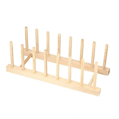Imagen de HAOCHEN Estante para Platos de Secado, Soporte pequeños, Porta Tapas Ollas, Stand Libros Bambú Tablas Cortar, Platos, Bowls, Tazas 7 compartimentos.