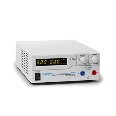 Imagen de PeakTech 1560 Fuente de alimentación DC 1 32V / 0 30A con pantalla LED 3 dígitos, fuentes conmutación DC, preajustes para corriente y voltaje, protección contra sobrecarga 200 240 V AC