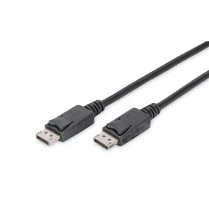 Imagen de DIGITUS Cable DisplayPort UHD 4K/60 Hz 3m con bloqueo HBR 2 Compatible monitores y tarjetas gráficas para juegos Polybag Negro