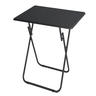 Imagen de HERSIG Mesa Plegable Negra Mueble Auxiliar Multiusos 60x40x71.5cm