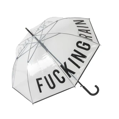 Imagen de Fisura Paraguas transparente f*cking rain. juvenil transparente. automático con botón. antiviento resistente. 103 centímetros de diámetro.