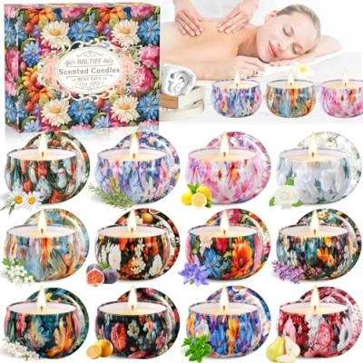 Imagen de BBLTIFF Velas Perfumadas, 12 Piezas Aromáticas, Decorativas, Juego de Hasta 240 Horas Para Baño, Yoga, Bodas, Navidad, Día La Madre, Regalos Cumpleaños (12 Aromas)