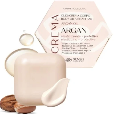 Imagen de SENSO NATURALE Aceite Corporal Sólido de ARGÁN crema hidratante y reafirmante para una piel firme previene la pérdida tono las estrías Vitamina E Vegano equivalente a 500 ml líquidos